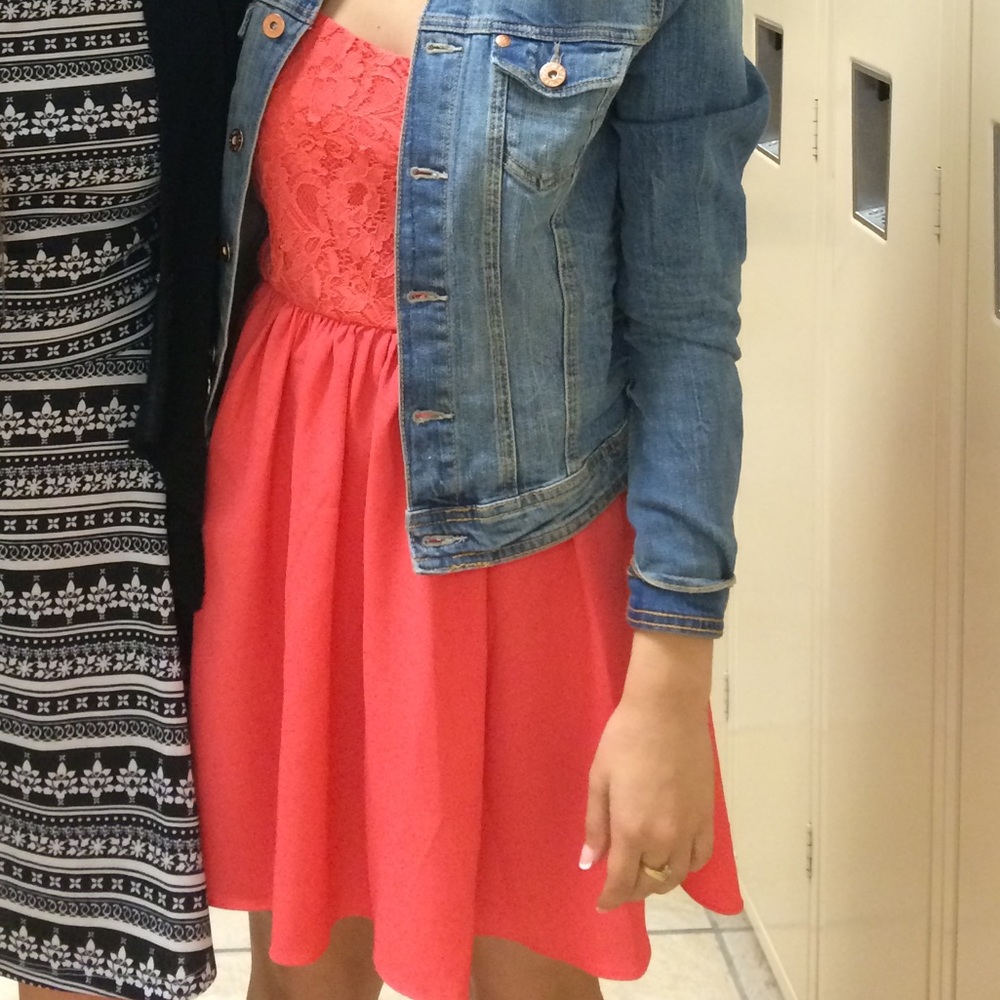 H&M coral summer dress